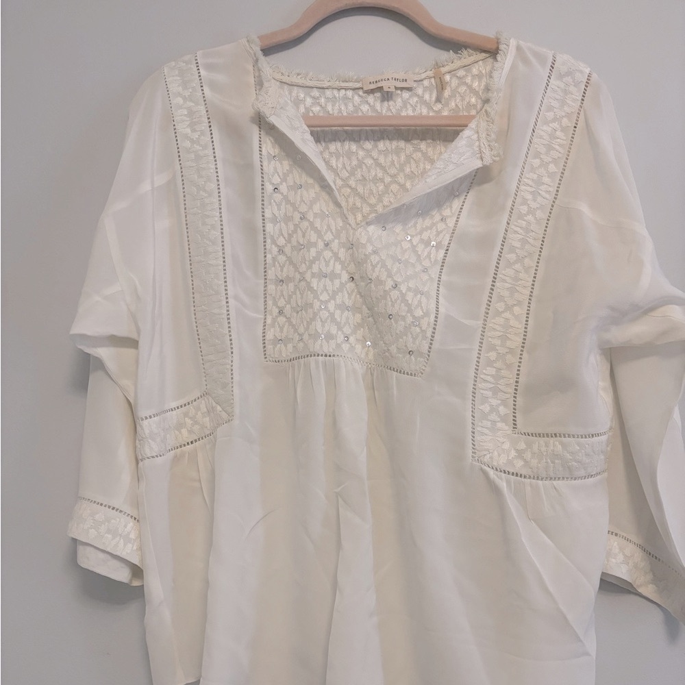 Rebecca Taylor 100% Silk Top Size 8 Bohemian Vintage‎ Vibe